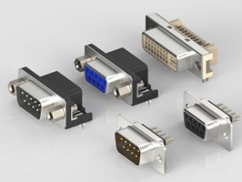 A collection of DVI and D-Sub connector components