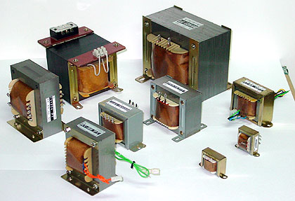 A group of EI transformers against a white background